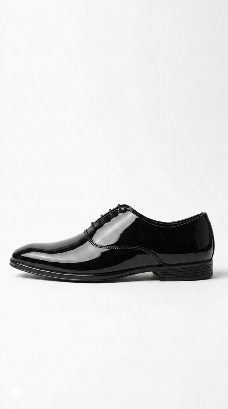 Black sneaker with black sole on a white background